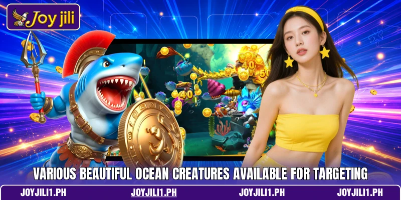 Various beautiful ocean creatures available for targeting Various beautiful ocean creatures available for targeting